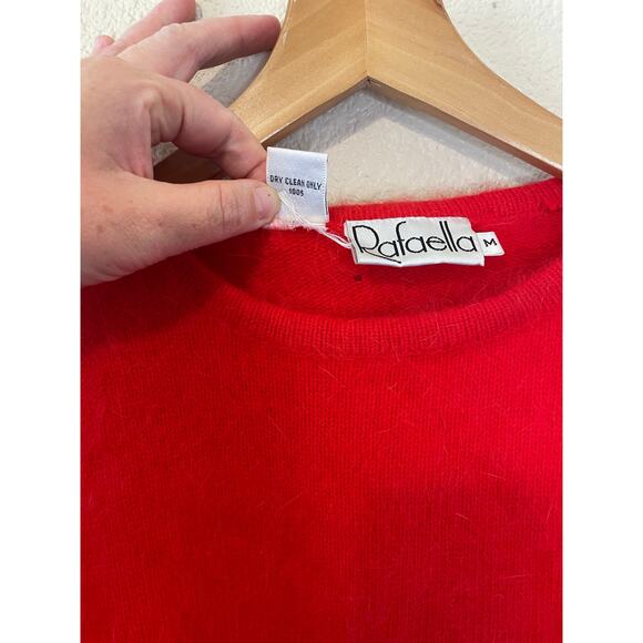 VTG Rafaella Red Angora Lambs Wool Blend Fuzzy Crew Neck Long Sleeve Sweater Med - Picture 13 of 15